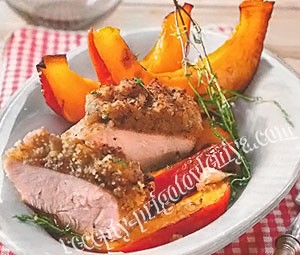 Курица, запеченная с тыквой