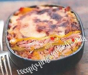 Лазанья с лососем и перцем