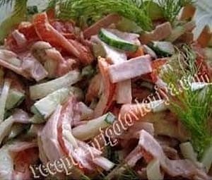 Грибной салат с ветчиной