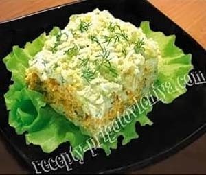 «Мимоза» с рисом и яблоками