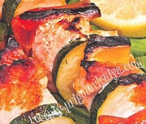 Шашлык из лосося с перцем