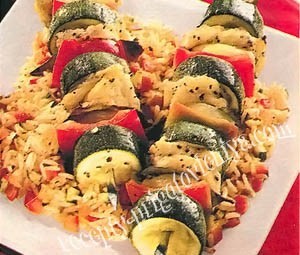 Рыбные шашлычки с овощами