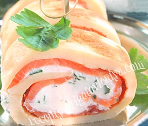 Блины с лососем и сыром