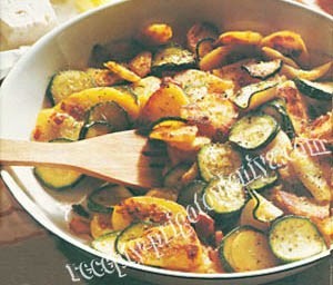 Картофель с ветчиной и брынзой