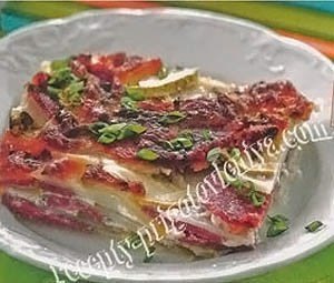 Запеканка с картофелем и колбасой