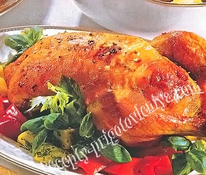 Курица, фаршированная грибами
